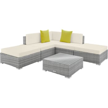 GartenCouchtische aus Fayence mit Motiven und schwarzem Metall (x2