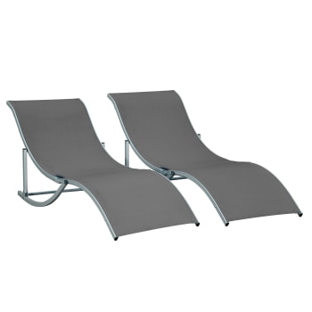Tumbonas plegables aluminio, texteline gris 165x61x63cm