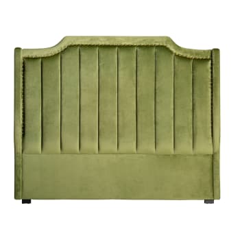 HAREN - Cabecero de cama, de terciopelo, en color verde, de 160x10x130cm