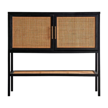 BEILEN - Consola, de madera de pino, en color negro, de 110x30x100cm