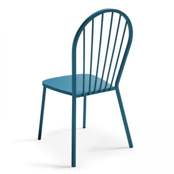 Honfleur - Chaise bistrot en métal bleu pacific