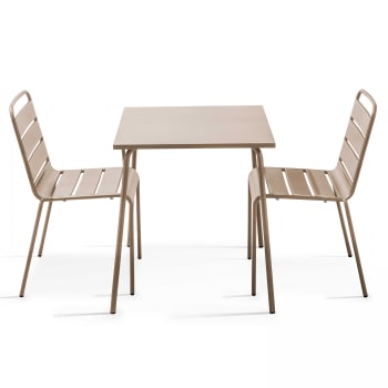 Palavas - Set aus quadratischem Tisch und 2 Stühlen Taupe