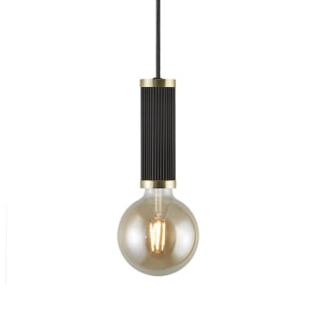 GALLOWAY - Lámpara de techo estilo pendel negro y latón Ø 5,5cm alto 216,8 cm