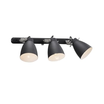 LARGO - Lámpara regleta negro para techo o pared con 3 luces orientables