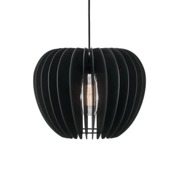 TRIBECA - Hängelampe mit schwarzem Lampenschirm aus Holz Ø38cm