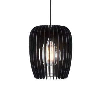 TRIBECA - Lámpara de techo colgante de madera negro con pantalla abierta Ø24 cm