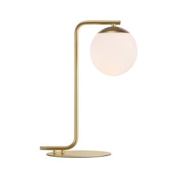 GRANT - Lámpara de mesa dorado estilo nórdico y bola de cristal blanco