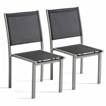 Ajaccio - Conjunto de 2 sillas de jardín de aluminio y textileno