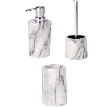Onyx - Set d'accessoires de salle de bain design marbre blanc
