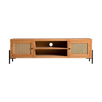 ZETEL - Mueble tv, de hierro, en color marrón, de 150x40x50cm