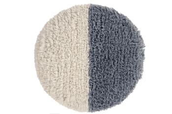 SUN RAYS - Alfombra lavable de lana marron y azul Ø70x20