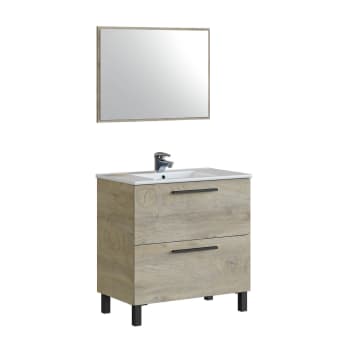 AIR - Mueble de baño con lavabo y espejo roble alaska