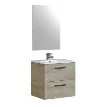 NOA - Mueble de baño con lavabo y espejo roble alaska