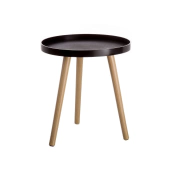 Table d'appoint bout de canapé bois et polypropylène noir 40x40x43,5cm