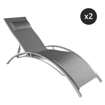 2er Set Sonnenliegen aus Aluminium und Textilene, Grau Louisa x2