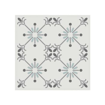 6 stickers à carreaux de ciment blanc gris et bleu 15x15cm