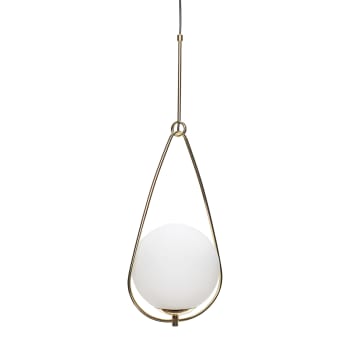 Above - Lampe en verre et métal blanc et laiton