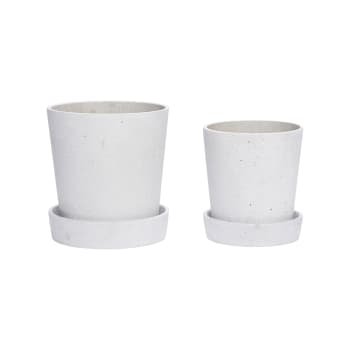 Podium - Pots en polyrésine et poudre de pierre gris (set de 2)
