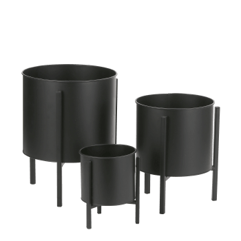 Jessy - 3 cache-pots et pieds en métal noir H35