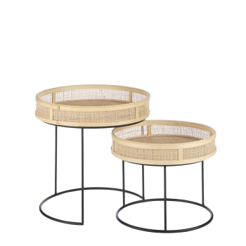 Leandro - Lot de 2 tables d'appoint noir H45