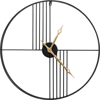 Strings - Horloge murale noire et dorée D60