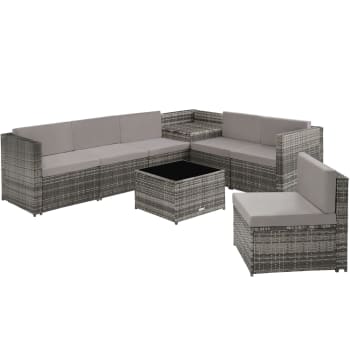 Conjunto de muebles de ratán verona 6 plazas polietileno acero gris