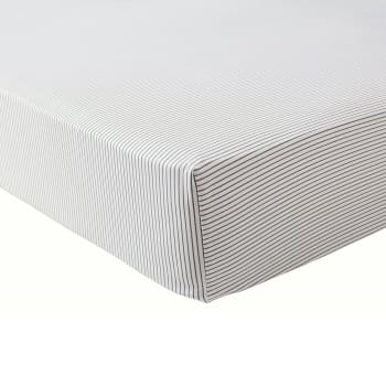 Drap housse percale bleu clair 160x200 cm PRAIRIE