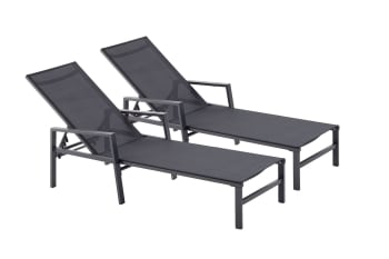 2er Set stapelbare und verstellbare AluLiegen grün/weiß BAHIA