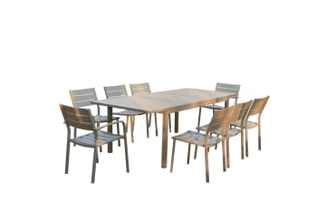 Mezzane - Tavolo da giardino allungabile con 2 poltrone e 6 sedie in alluminio