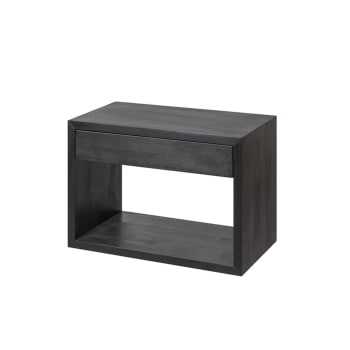 HUGO - Table de chevet en bouleau noir avec tiroir, grande
