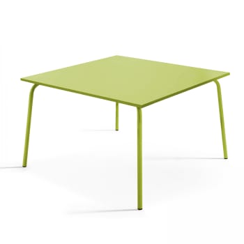 Palavas - Table de jardin carrée en métal vert