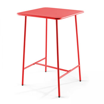 Palavas - Table haute de jardin carrée en acier rouge