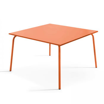 Palavas - Tavolo da giardino quadrato in metallo arancione