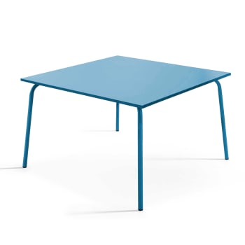 Palavas - Quadratischer Gartentisch aus Metall Pazifisch blau
