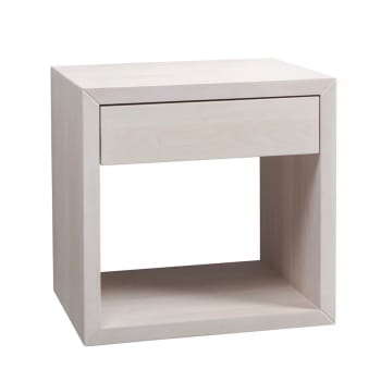 HUGO - Table de chevet avec tiroir en hêtre blanc
