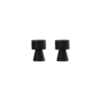 Pin - Lot de 2 crochets noir en bois ø2,5xh3,5cm