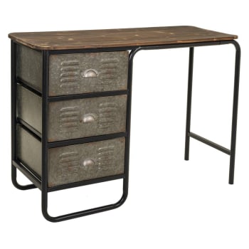 Mesa escritorio de metal y madera 104x42,5x79h cm
