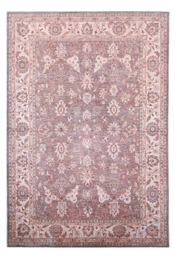 ADARA - Tapis floral tissé plat - marron 160x230 cm