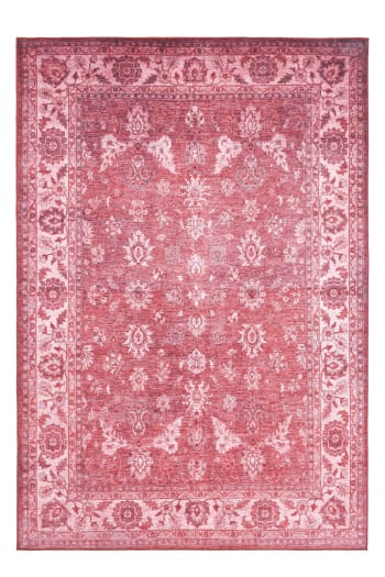 ADARA - Tapis floral tissé plat - rouge 090x160 cm