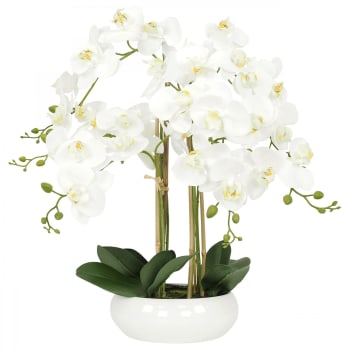 Plante artificielle orchidée H.0,75 m 4 branches 43 fleurs pot inclus