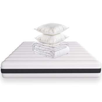 Hygiospring - Pack matelas 140x190 Mousse HR + couette + 2 oreillers