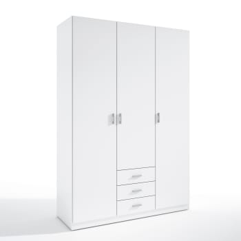 ALTEA - Armario ropero 3 puertas 3 cajones color blanco, 149 cm longitud
