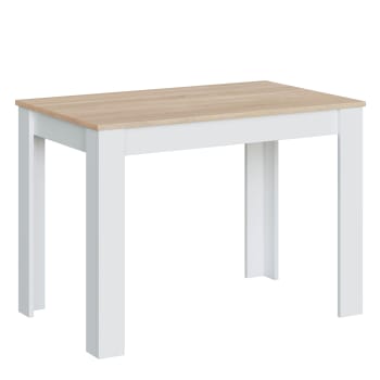 SILO - Table fixe couleur chêne et blanc, Table de cuisine, longueur 109 cm