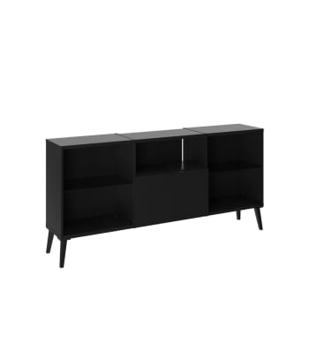 Dark - Mueble de tv 1 cajón 5 baldas negro  - l153,5 cm