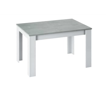 Midland - Table extensible effet bois 140/190x90 cm béton et blanc