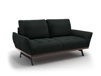 OLIVIER - Canapé 3 places en tissu structuré noir