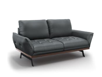 OLIVIER - 3-Sitzer Sofa aus Echtleder, blaugrau