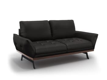 OLIVIER - 3-Sitzer Sofa aus Echtleder, schwarz