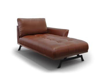 Olivier - Rechte Chaiselongue aus Echtleder, braun