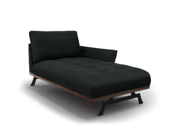 Olivier - Chaise longue destra in tessuto strutturato nero